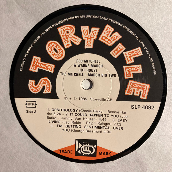Red Mitchell , Warne Marsh - The Mitchell-Marsh Big Two - Hot House | Storyville (SLP 4092) - 4 Red Mitchell , Warne Marsh - The Mitchell-Marsh Big Two - Hot House | Storyville (SLP 4092) - 4