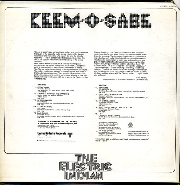 The Electric Indian - Keem-O-Sabe | United Artists Records (UAS 6728) - 2 The Electric Indian - Keem-O-Sabe | United Artists Records (UAS 6728) - 2