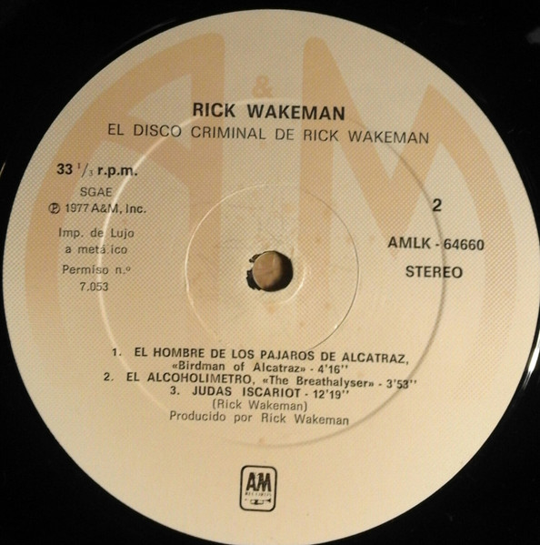 Rick Wakeman - Rick Wakeman's Criminal Record | A&M Records (AMLK-64660) - 4