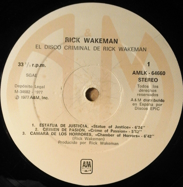 Rick Wakeman - Rick Wakeman's Criminal Record | A&M Records (AMLK-64660) - 3