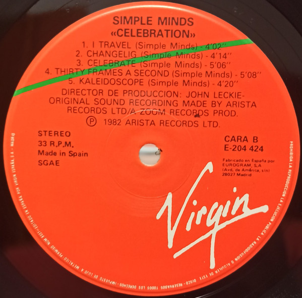 Simple Minds - Celebration | Arista (E-204 424) - main