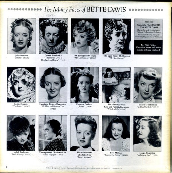 Charles Gerhardt , National Philharmonic Orchestra - Classic Film Scores For Bette Davis | RCA Red Seal (ARL1-0183) - 2