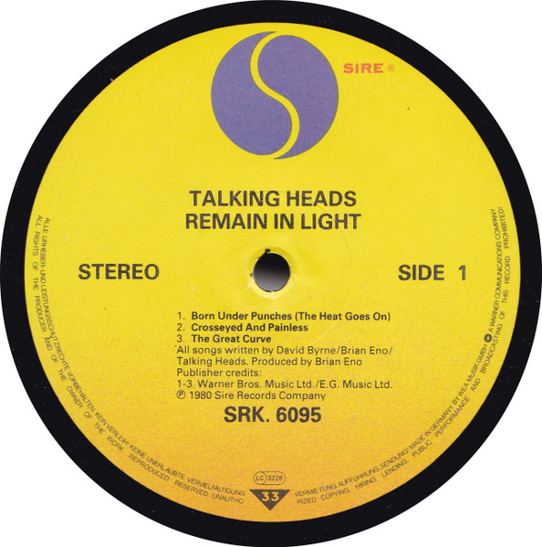 Talking Heads - Remain In Light | Sire (SIR K 56 867) - 3