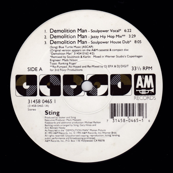 Sting - Demolition Man (The Underground Mixes) | A&M Records (31458 0465 1)
