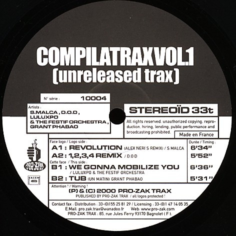 Various - Compilatrax Vol. 1 (Unreleased Trax) | Pro-Zak Trax (10004)