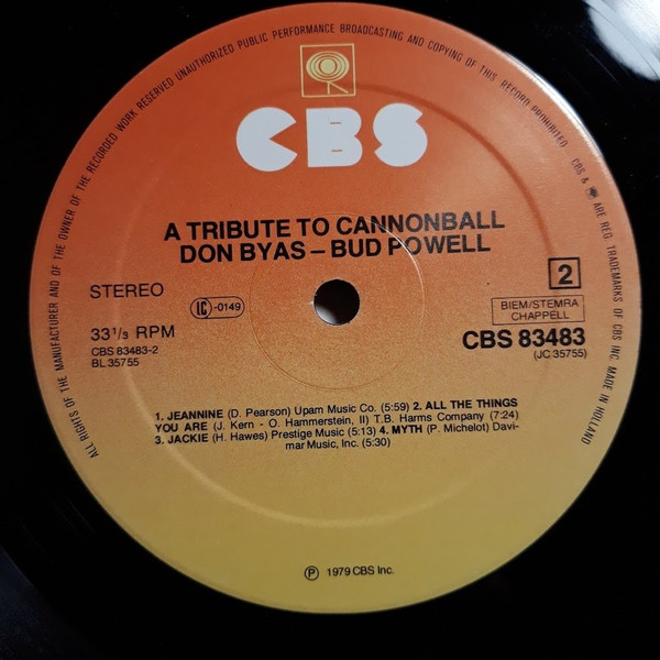 Don Byas / Bud Powell - A Tribute To Cannonball | CBS (CBS 83483) - 4