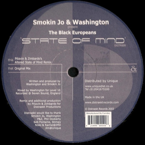 Smokin Jo & Washington Present The Black Europeans - State Of Mind | Distraekt Records (DISTR009) - main