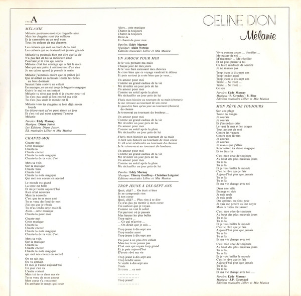 Céline Dion - Mélanie | Les Disques TBS (TBS 501) Céline Dion - Mélanie | Les Disques TBS (TBS 501)