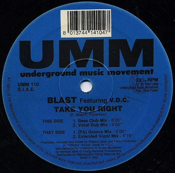 Blast Featuring V.D.C. - Take You Right | UMM (UMM 110) - main
