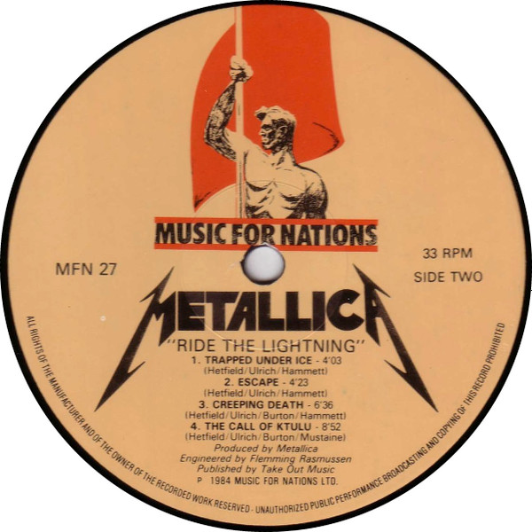 Metallica - Ride The Lightning | Music For Nations (MFN 27) - 4