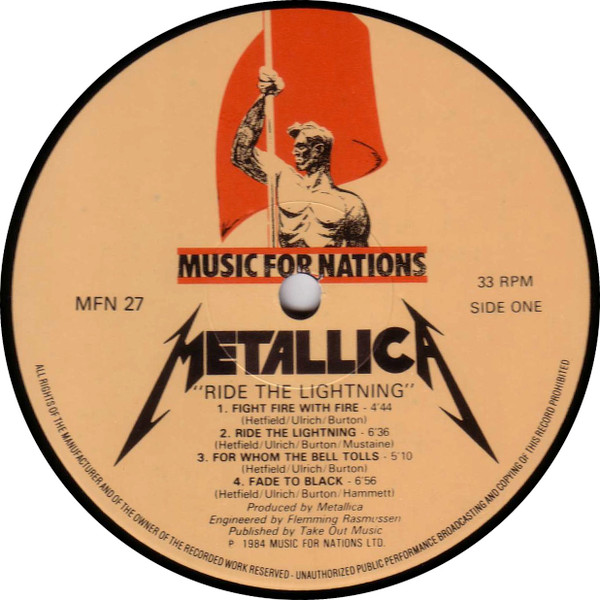 Metallica - Ride The Lightning | Music For Nations (MFN 27) - 3