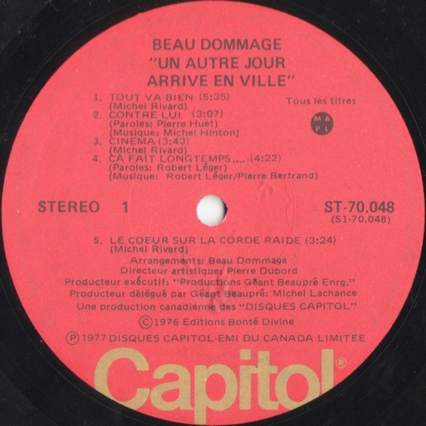 Beau Dommage - Un Autre Jour Arrive En Ville... | Capitol Records (ST.70.048) - 3