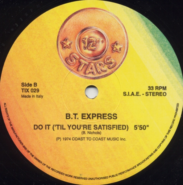 Anita Ward / B.T. Express - Ring My Bell / Do It ('Til You're Satisfied) | 12 Inch Stars (TIX 029) - 3