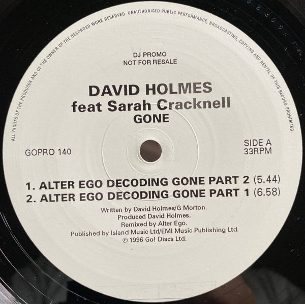 David Holmes - Gone | Go! Discs (GOPRO 140)