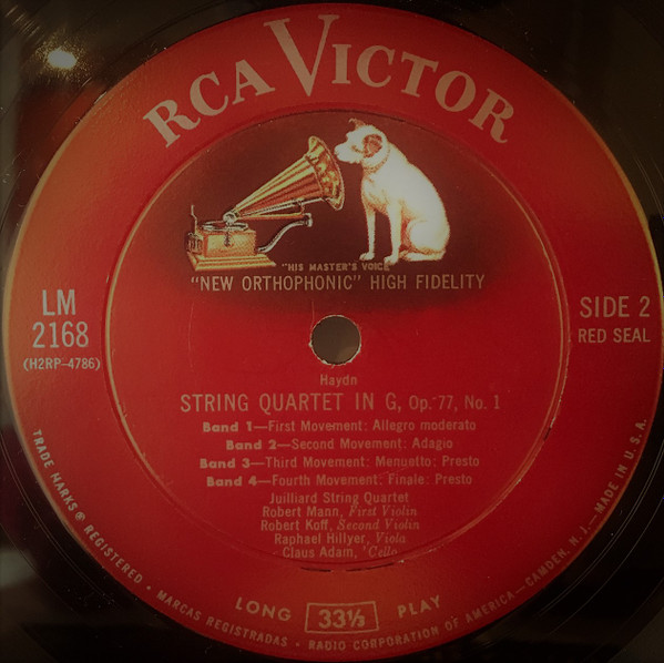 Joseph Haydn , Juilliard String Quartet - Quartets In C, Op. 74, No. 1 / In G, Op. 77, No. 1 | RCA Victor Red Seal (LM-2168) - 4