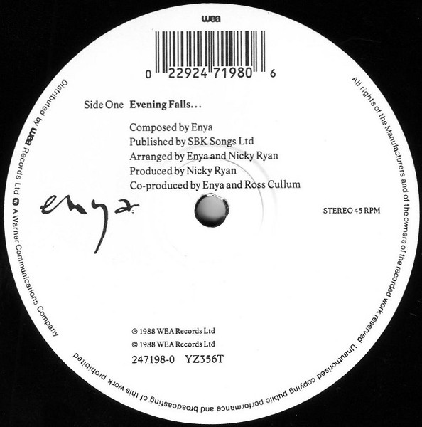 Enya - Evening Falls... | WEA (YZ356T) - 3
