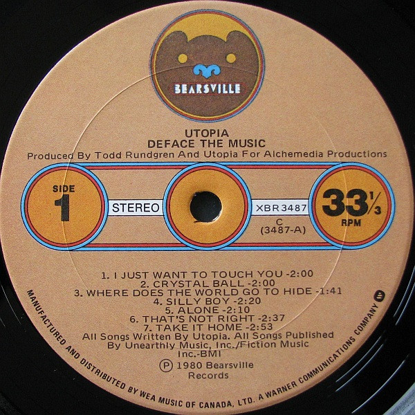 Utopia - Deface The Music | Bearsville (XBR 3487)