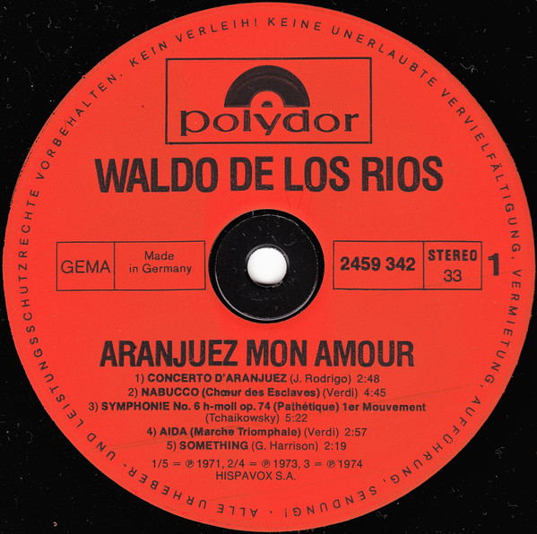 Waldo De Los Rios - Aranjuez Mon Amour | Polydor (2459 342) - 3 Waldo De Los Rios - Aranjuez Mon Amour | Polydor (2459 342) - 3