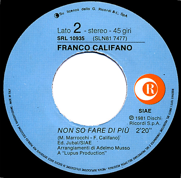 Franco Califano - La Mia Libertà | Ricordi (SRL 10935) - 4
