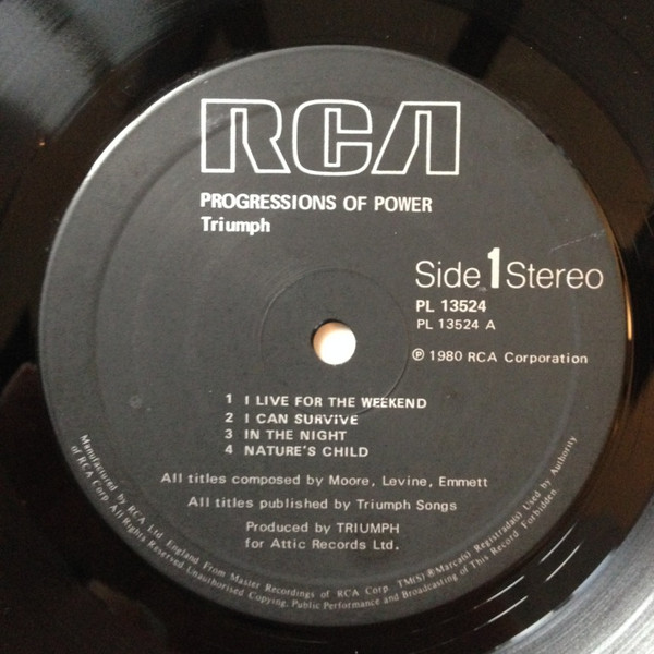 Triumph - Progressions Of Power | RCA (PL 13524) - 3