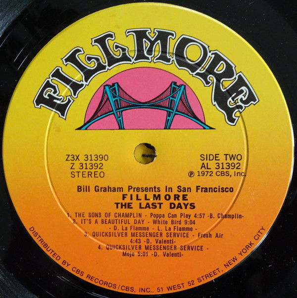 Various - Fillmore - The Last Days | Fillmore Records (Z3X 31390)