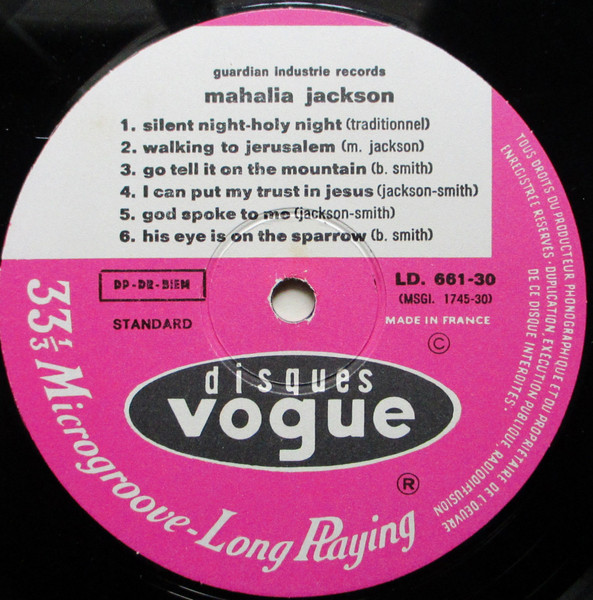 Mahalia Jackson - Silent Night | Disques Vogue (LD. 661-30) - 3