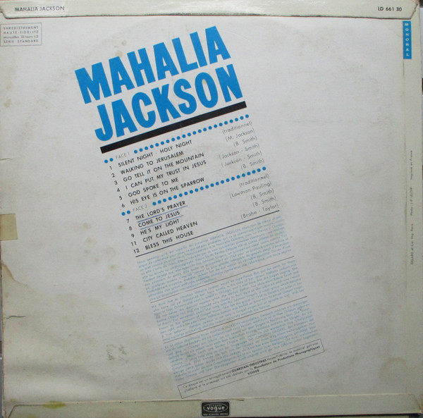 Mahalia Jackson - Silent Night | Disques Vogue (LD. 661-30) - 2
