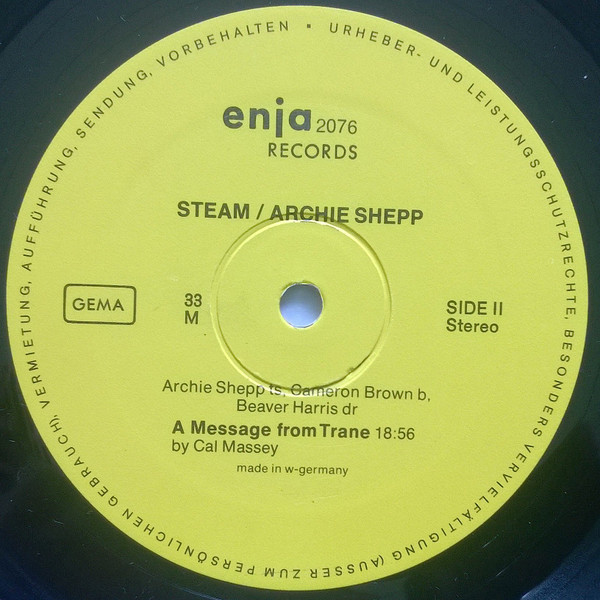 Archie Shepp - Steam | Enja Records (2076) - main