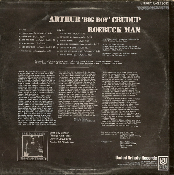 Arthur "Big Boy" Crudup - Roebuck Man | United Artists Records (UAS.29092) - 2