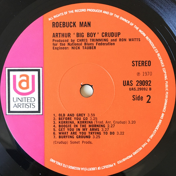 Arthur "Big Boy" Crudup - Roebuck Man | United Artists Records (UAS.29092) - 4