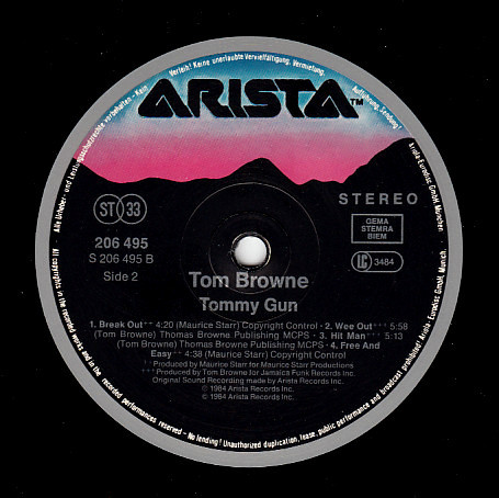 Tom Browne - Tommy Gun | Arista (206 495) - 3