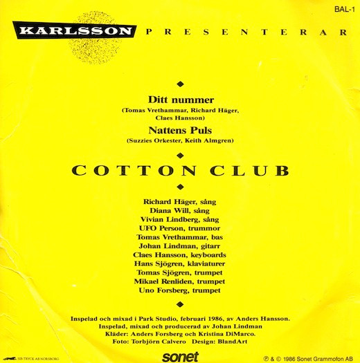 Cotton Club - Ditt Nummer | Sonet (BAL-1) - 2