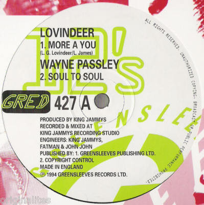 Lloyd Lovindeer / Wayne Passley - More A You / Soul To Soul | Greensleeves Records (GRED 427) Lloyd Lovindeer / Wayne Passley - More A You / Soul To Soul | Greensleeves Records (GRED 427)