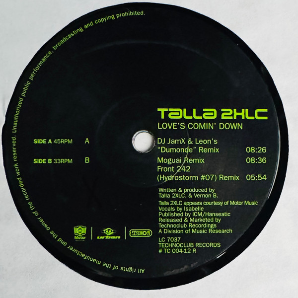 Talla 2XLC - Love's Comin' Down (Remixes) | Technoclub Records (TC 004-12 R) - 2 Talla 2XLC - Love's Comin' Down (Remixes) | Technoclub Records (TC 004-12 R) - 2