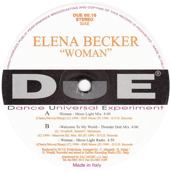Elena Becker - Woman | DUE Records (Dance Universal Experiment) (DUE 00.15) - 2