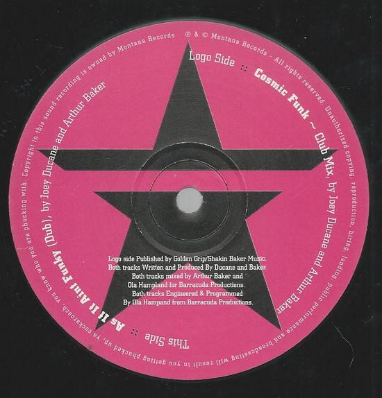 Joey Ducane & Arthur Baker - Cosmic Funk / As It Aint Funky | Montana Records (TONY 001)