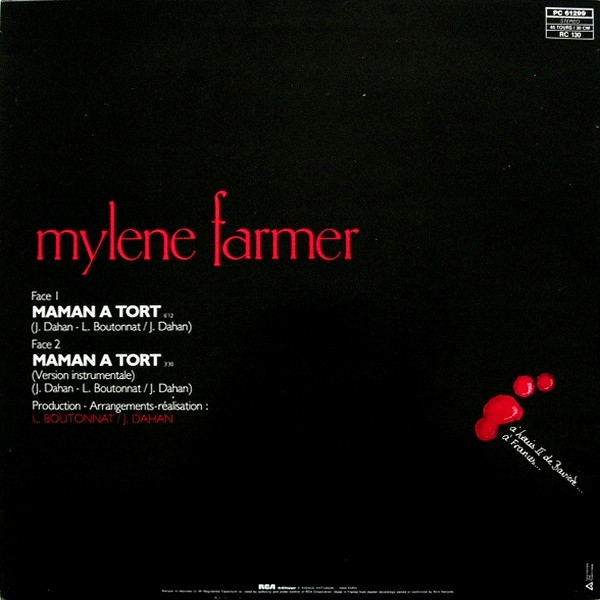Mylène Farmer - Maman A Tort | RCA (PC 61299) - 2 Mylène Farmer - Maman A Tort | RCA (PC 61299) - 2