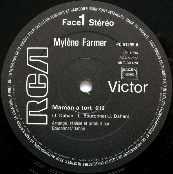 Mylène Farmer - Maman A Tort | RCA (PC 61299) - 3 Mylène Farmer - Maman A Tort | RCA (PC 61299) - 3