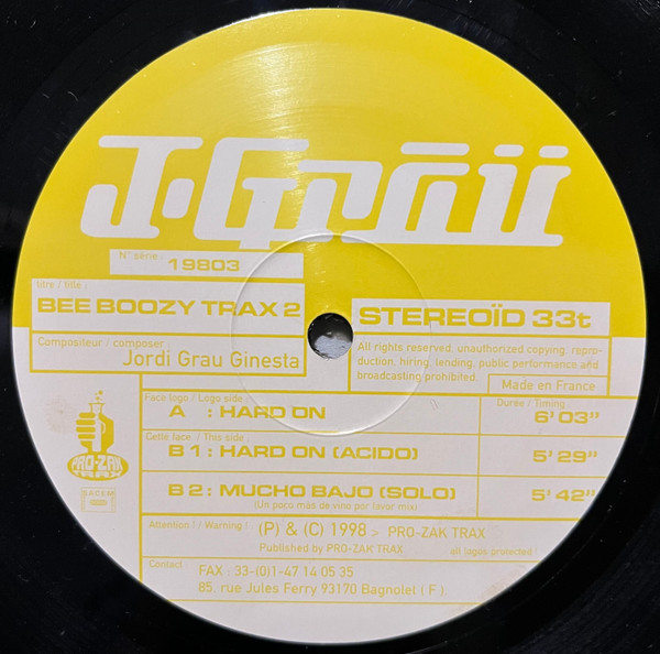 Jordi Grau - Bee Boozy Trax 2 | Pro-Zak Trax (19803)