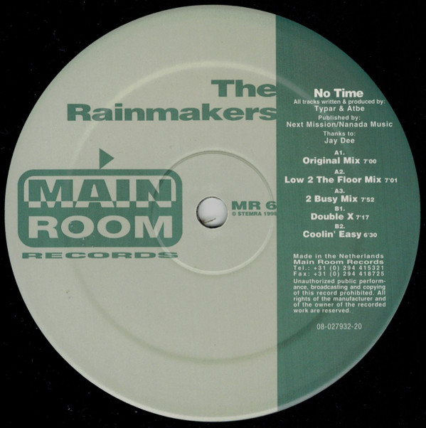 The Rainmakers - No Time | Main Room Records (MR 6)
