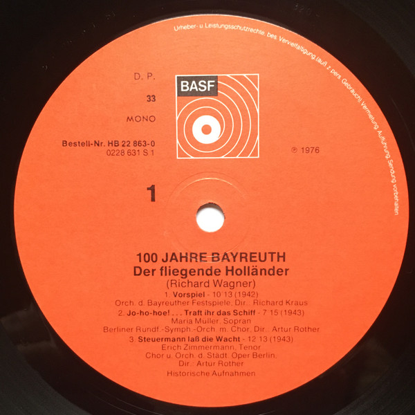 Richard Wagner - 100 Jahre = Years = Ans Bayreuth 1876-1976 (Die Grossen Stimmen - Die Berühmten Dirigenten 1931-1944) | BASF (HB 22 863-0) - 3