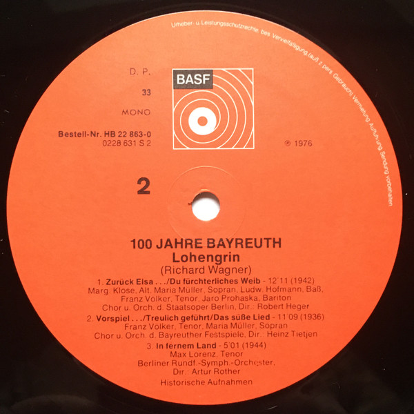 Richard Wagner - 100 Jahre = Years = Ans Bayreuth 1876-1976 (Die Grossen Stimmen - Die Berühmten Dirigenten 1931-1944) | BASF (HB 22 863-0) - 4