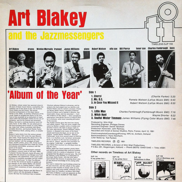 Art Blakey And The Jazzmessengers - Album Of The Year | Timeless (SJP 155) - 2