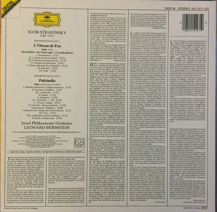 Igor Stravinsky , Israel Philharmonic Orchestra , Leonard Bernstein - The Firebird • Der Feuervogel - Suite Pulcinella-suite | Deutsche Grammophon (415 127-1) - 2 Igor Stravinsky , Israel Philharmonic Orchestra , Leonard Bernstein - The Firebird • Der Feuervogel - Suite Pulcinella-suite | Deutsche Grammophon (415 127-1) - 2