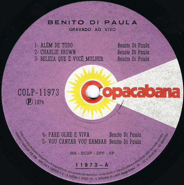 Benito Di Paula - Gravado Ao Vivo | Copacabana (COLP 11973) - 3
