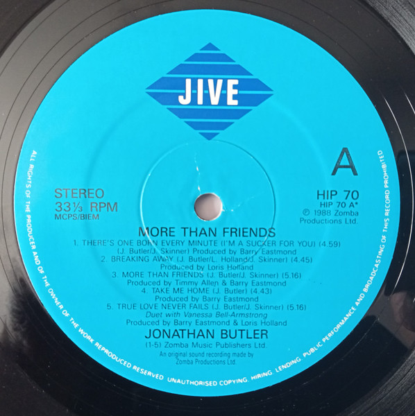 Jonathan Butler - More Than Friends | Jive (HIP 70) - 3