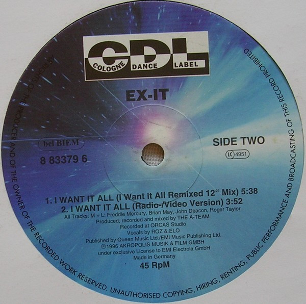 Ex-It - I Want It All | CDL - Cologne Dance Label (8 83379 6) - 4