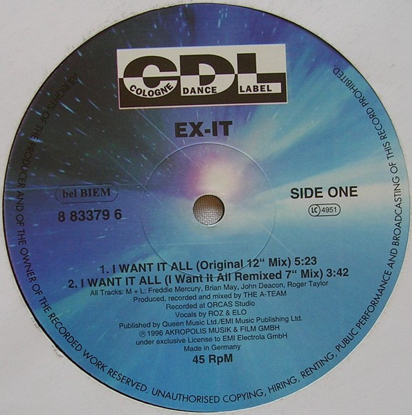 Ex-It - I Want It All | CDL - Cologne Dance Label (8 83379 6) - 3