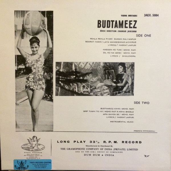 Shankar-Jaikishan - Budtameez | Angel Records (3AEX. 5084) - 2