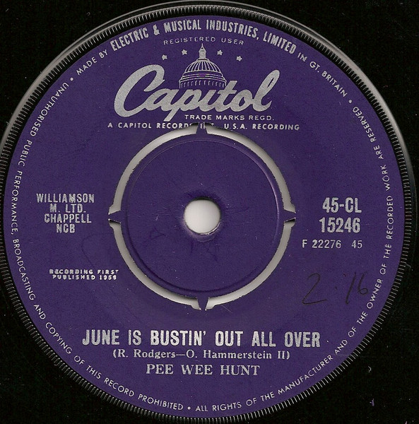 Pee Wee Hunt - June Is Bustin' Out All Over / The Surrey With The Fringe On Top | Capitol Records (45-CL 15246) - main Pee Wee Hunt - June Is Bustin' Out All Over / The Surrey With The Fringe On Top | Capitol Records (45-CL 15246) - main